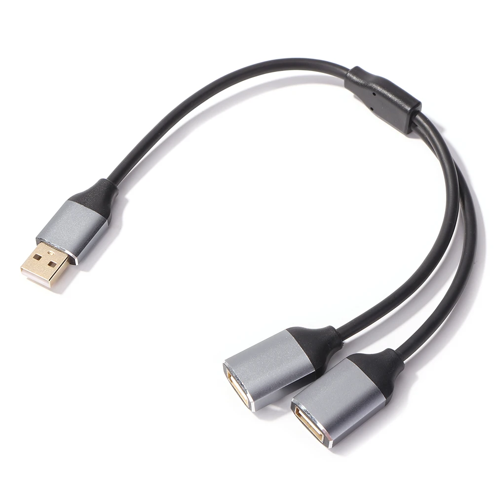 2 in 1 Computer Extension Adapter USB Splitter Cable Y Splitter USB Adapter 1 Male to 2 Female Extension Power Cord