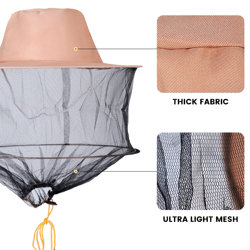 Beekeeper anti bee hat beekeeping hat with hidden net anti mosquito bee insect net veil head face protector beekeeper equipment