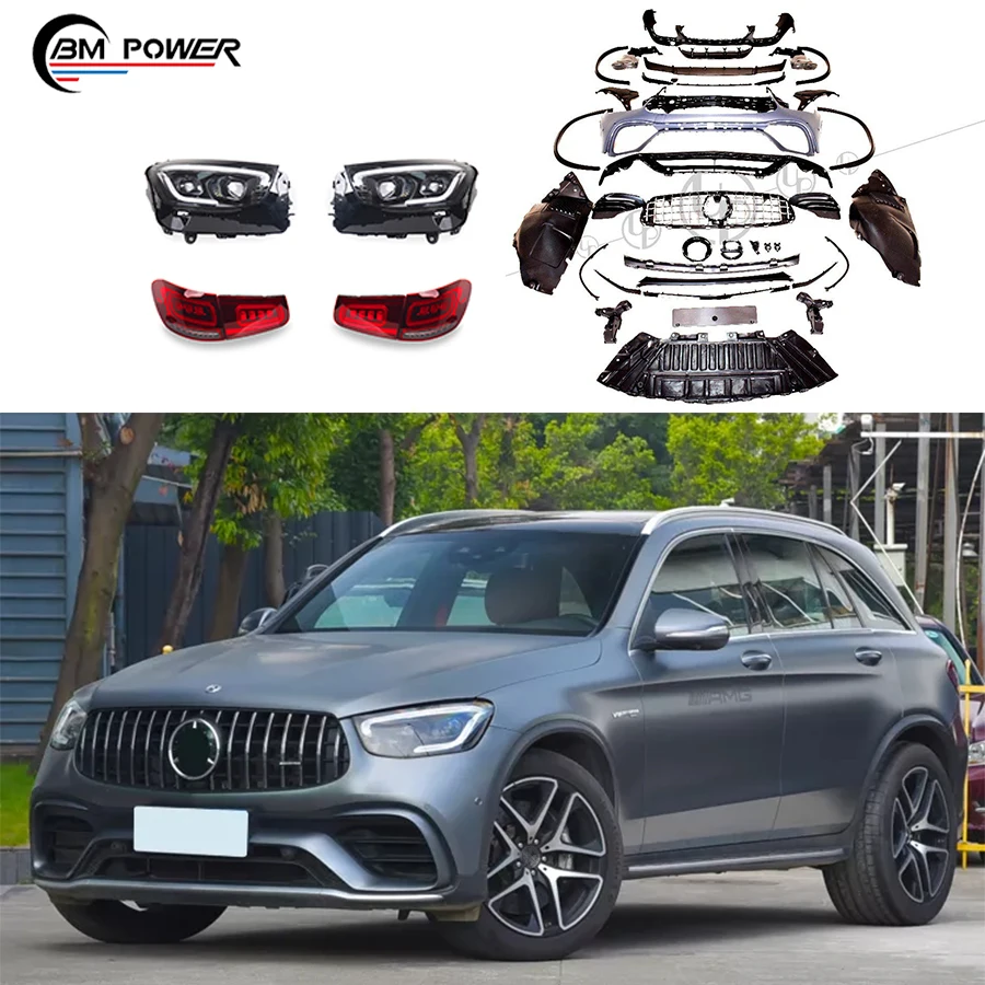 2020 NEW GLC class x253 upgrade to GLC63S style body kit grille head lights  over fender car bumper rear diffuser facelift parts - AliExpress