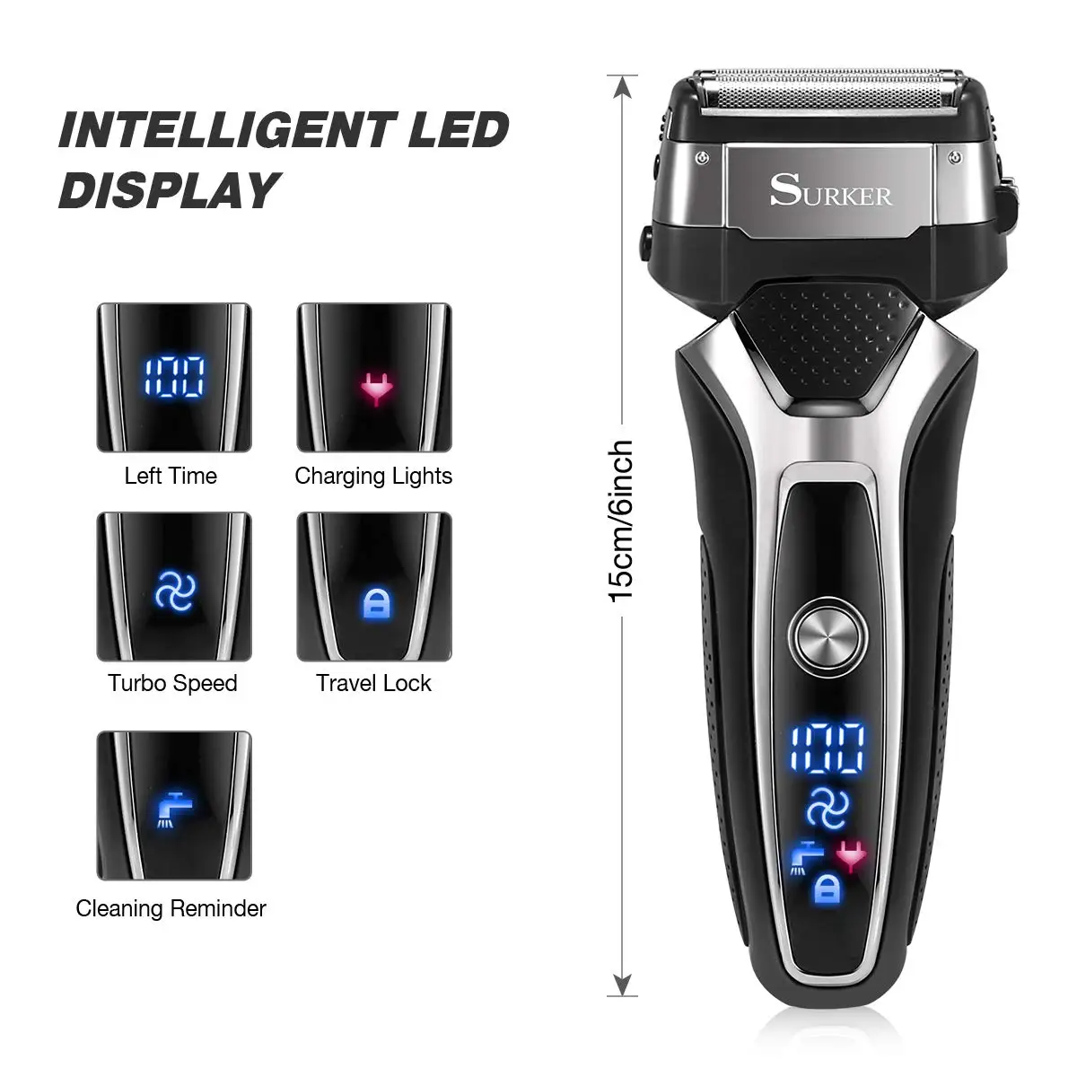 Pro male electric shaver beard foil electric razor for men rechargeable facial shaving machine body cleaning shaver head USB