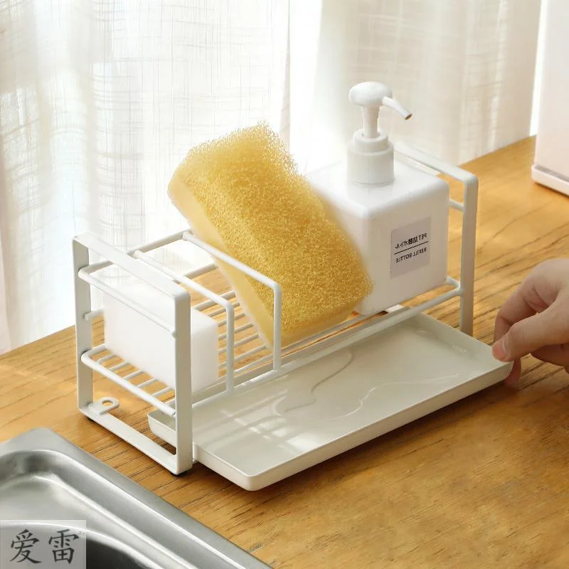 

Sponge Shelf Kitchen Storage Wrought Iron Drain For Placing Steel Ball Soap Dish Cloth Sink Tools