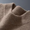 New autumn/winter men's round neck sweater casual knit pullover embroidered Jumper loose 100% Merino wool Tops basic versatile 5