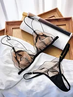 Sexy French Front Hook Bra Set Ultra Thin Sheer Pure Sensual Breathable Lace Lingerie for Women Summer New Fashion S-XL MOYISU