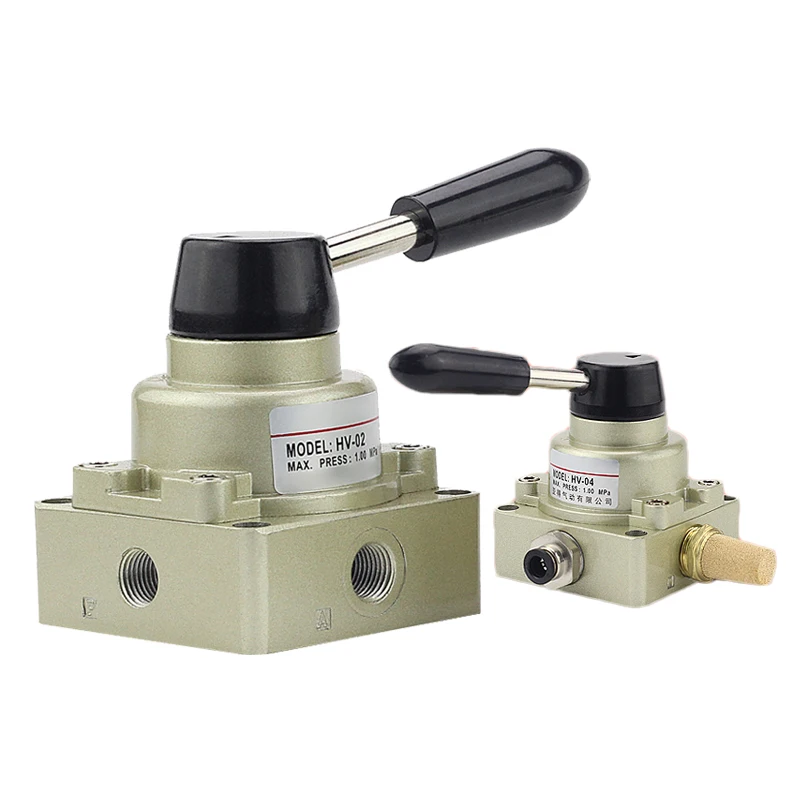 

HV-02 HV-03 HV-04 HV200-02 HV300-03 HV400-04 3 Position 4 Way Pneumatic Hand Control Rotary Valve Manual Operated Air Switch