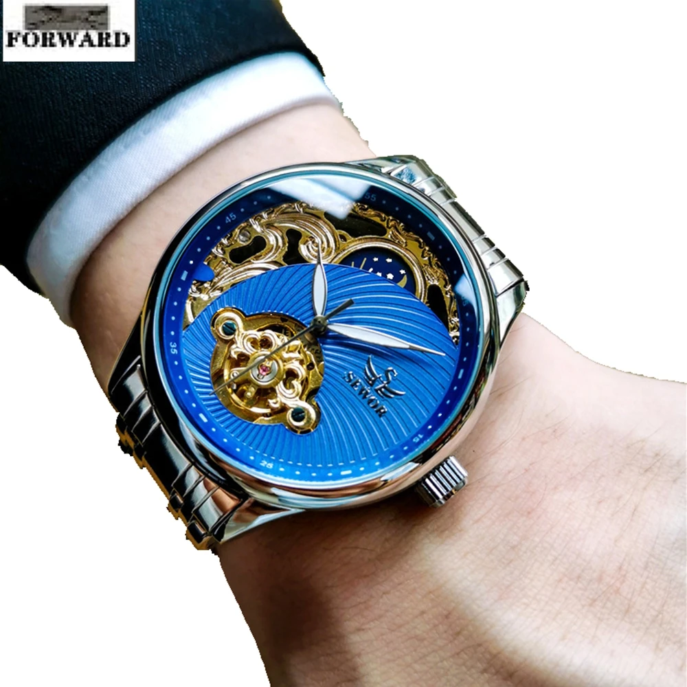 Fully Automatic Mechanical Moon Phase Leisure Men's watches Hollow Tourbillon moonswatch Luminous waterproof Men's wrist watches limited edition tourbillon full sky star celestial mechanical watch waterproof fully automatic jacob watch