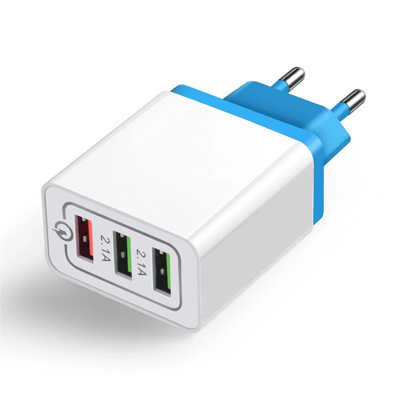 220V 4 Ports USB 5V3A Charge Power Adapter Mobile Phone Charger QC3.0 Charging EU/US Plug Outlet Travel Charger