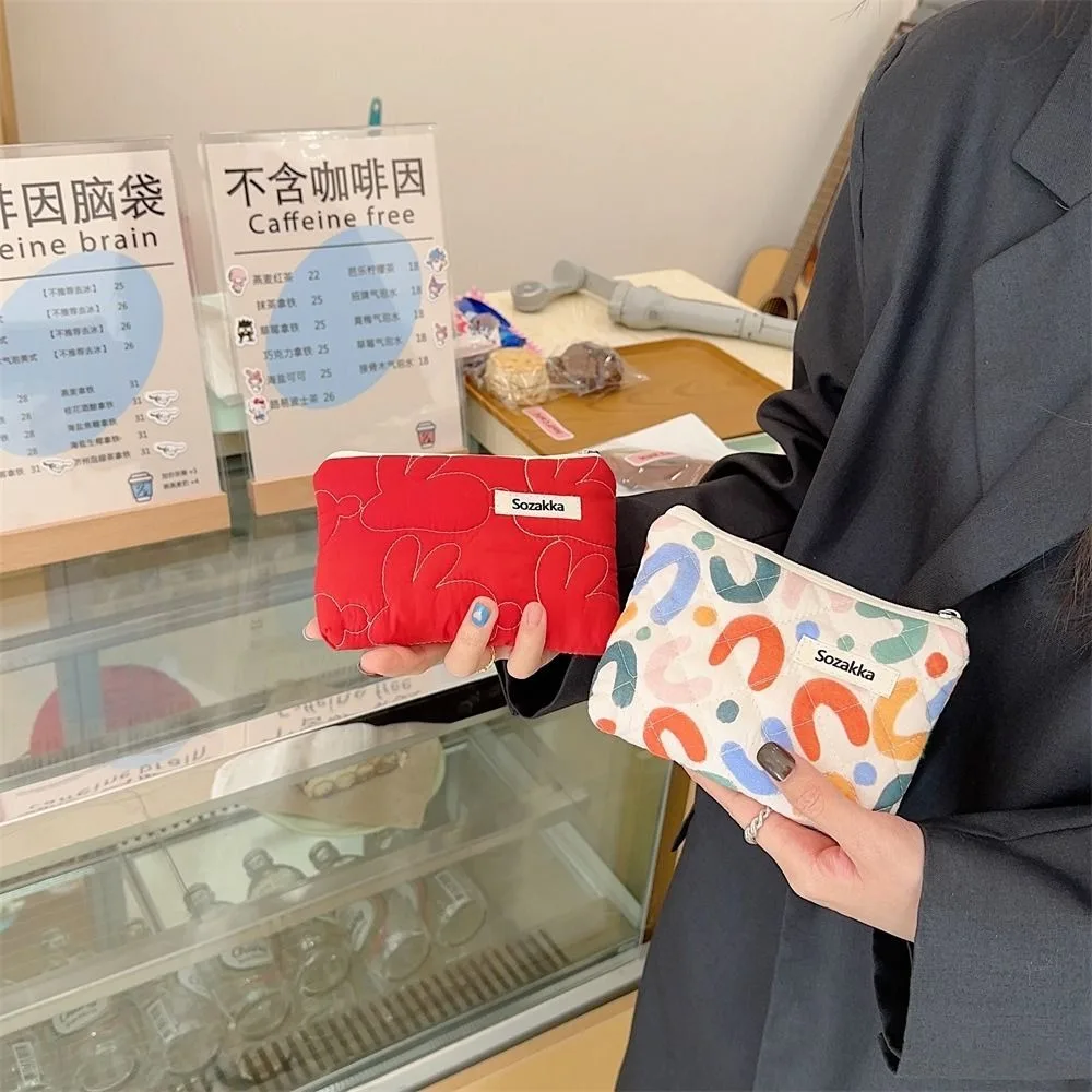 Flower Pattern Coin Purses Cotton Coin Wallet Lady Girls Earphone Key Money Storage Bag Zipper Pouch