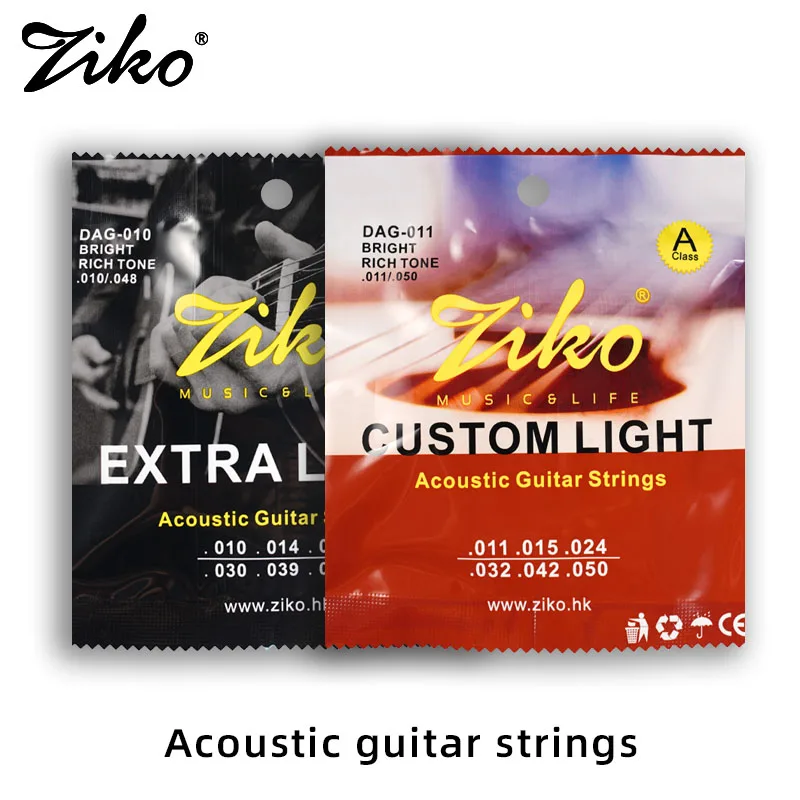 Ziko Guitar strings. DAG series 010-048/011-050 copper material. Acoustic guitar strings 1-6 Entry level |