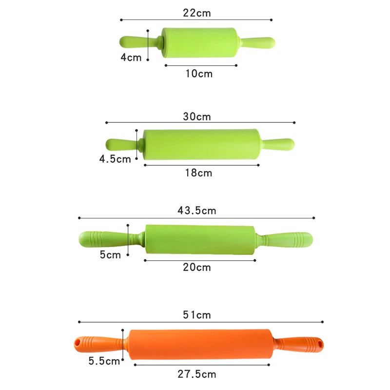 S71c6e961e4604c618c742f6393a542d6v Non-Stick Plastic Handle Pin Pastry Dough Flour Roller Silicone Rolling Pin Kitchen Baking Cooking Tools Christmas Rolling Pin