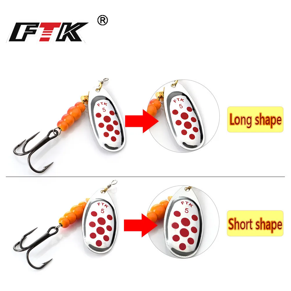 FTK Metal Spiner Bait Fishing Lure 4g-14g Spinner Copper Metal Fishing Spoon Lure For Trout Perch Pike Salmon Spinnerbait Tackle