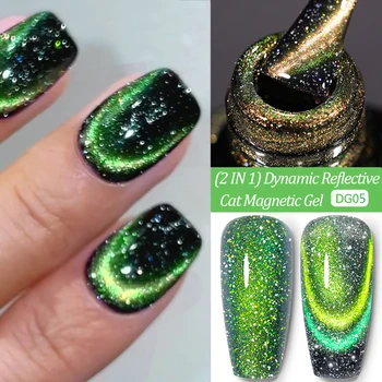 LILYCUTE 7ml Shining Green Blue Cat Gel magnetico Smalto per unghie Soak Off Summer Glitter Gel Polish Semi permanente UV LED Gel per unghie 1