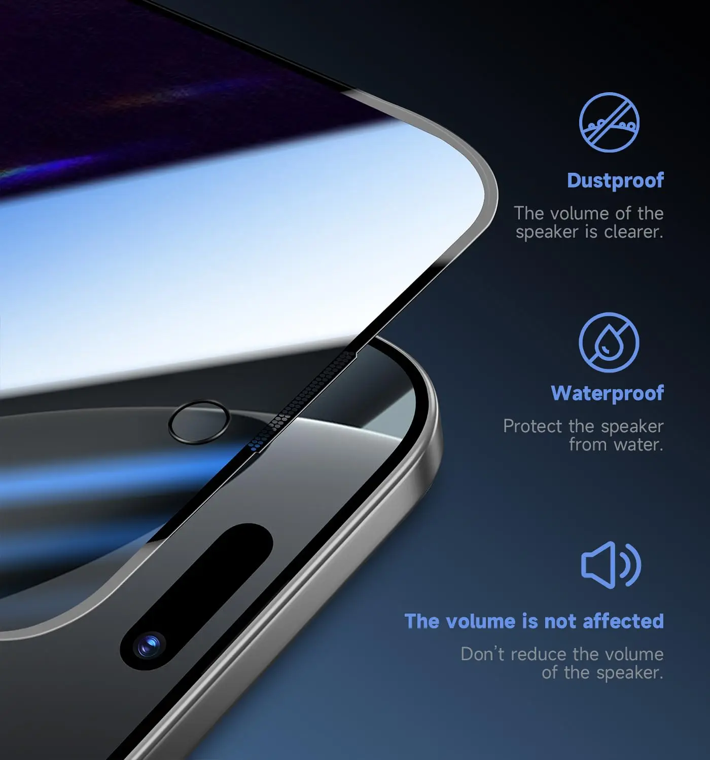 Privacy Tempered Glass Screen Protector with Auto Dust Elimination