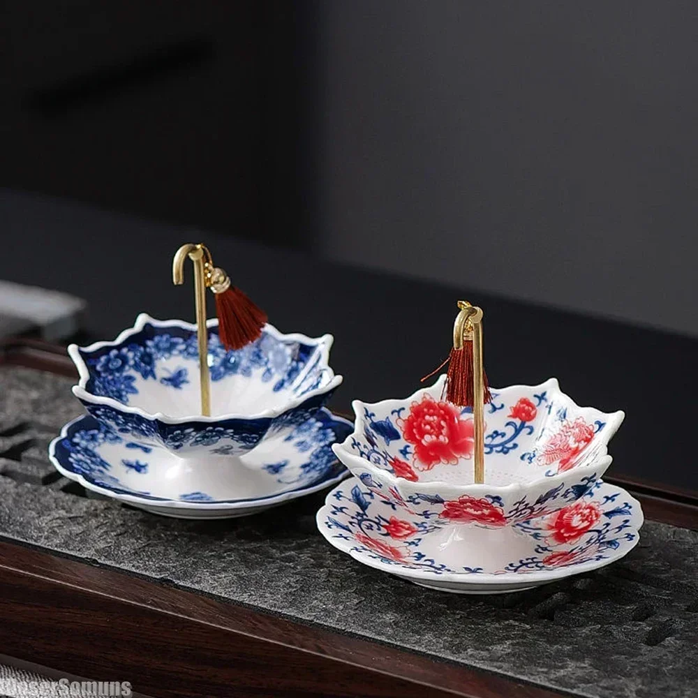 Creative blue & white umbrellas Tea strainers Ornaments Ceramic tea filters Chinese style Accessories Tea table Decoration Gifts