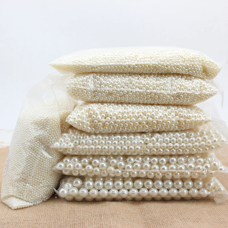 3-20MM ABS Imitation Round Pearls 10-1000pcs/Bag Ivory/White Holes/No Hole Spacer Sewing Beads Necklace Jewelry Making imitation pearl beads,abs beads