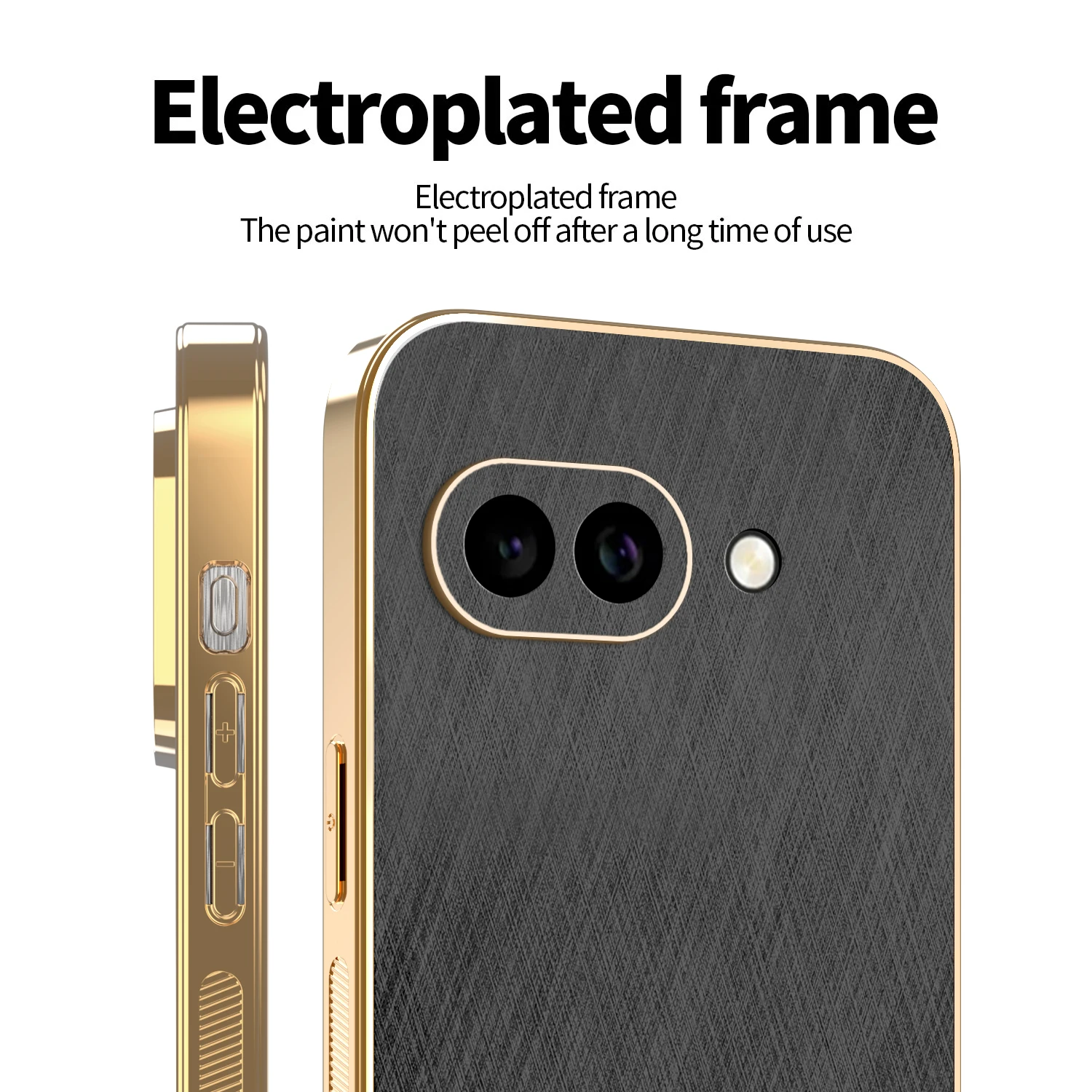 Luxury Gold Silk Texture Leather-Plated Shockproof Case