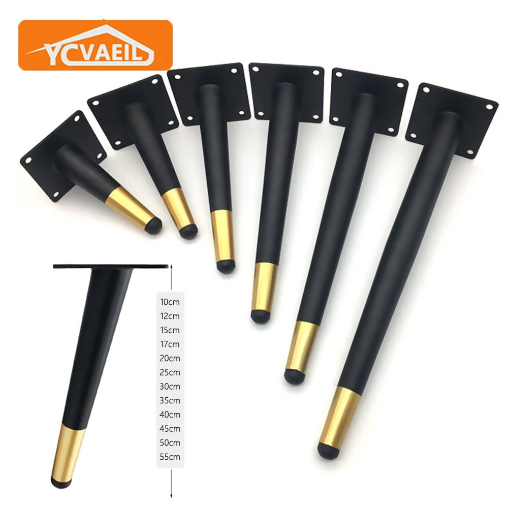 4pcs Metal Furniture Legs Black Gold Tapered Stool Chair Desk Sofa