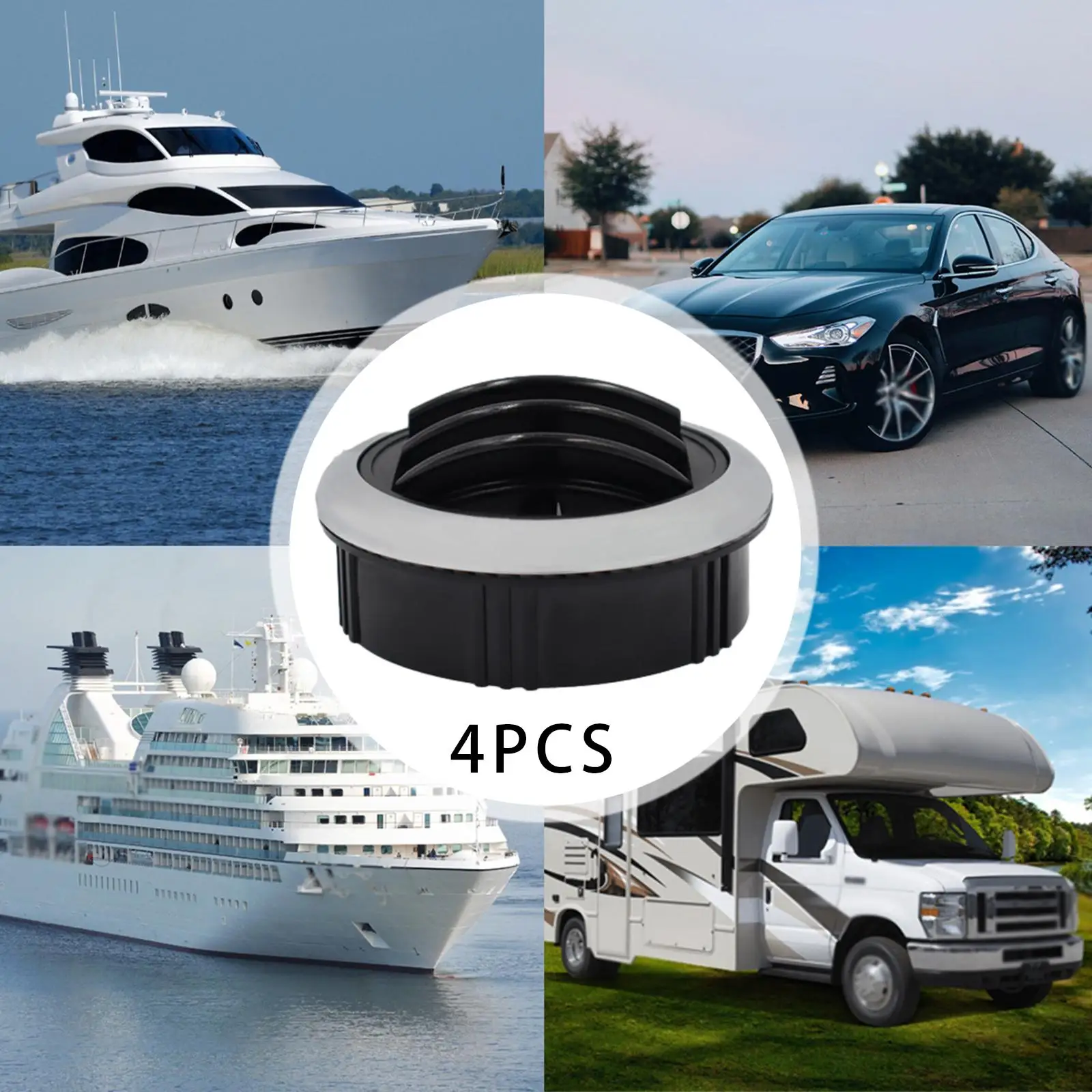 4Pcs RV Boat Yacht Dashboard Air Vent Universal Accessory Round RV Air Conditioner Vent for Boat Rvs Marine Bus Yacht