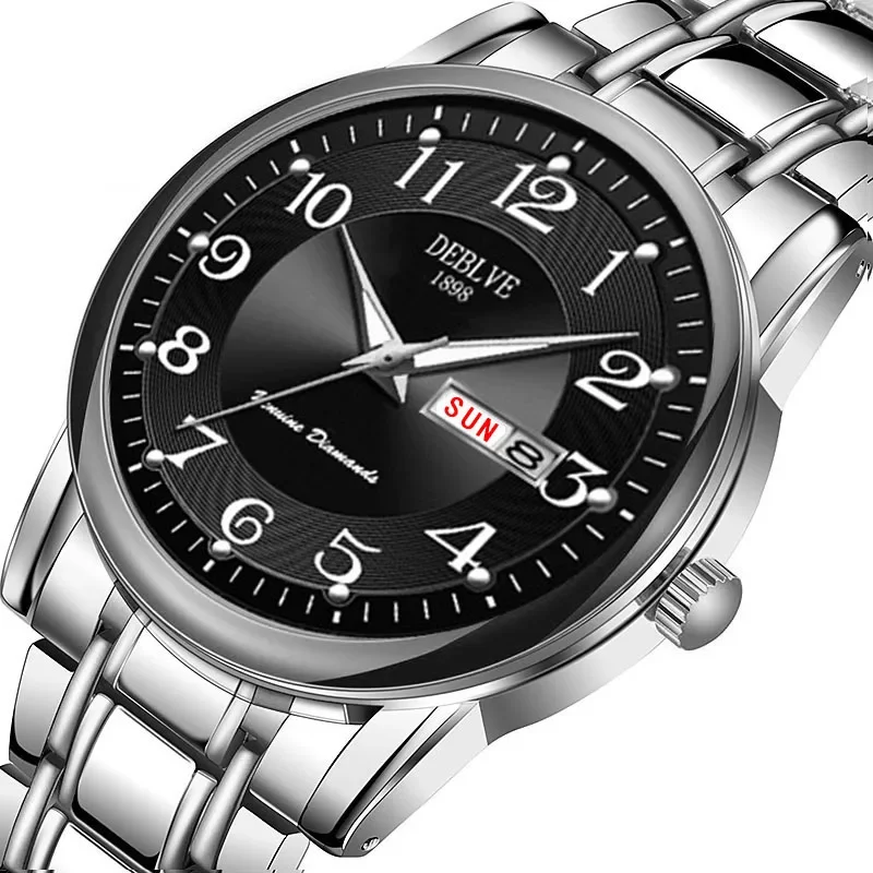 BrandMaleLuxuryMenQuartzWatchBrandSteelCalendar30Meters