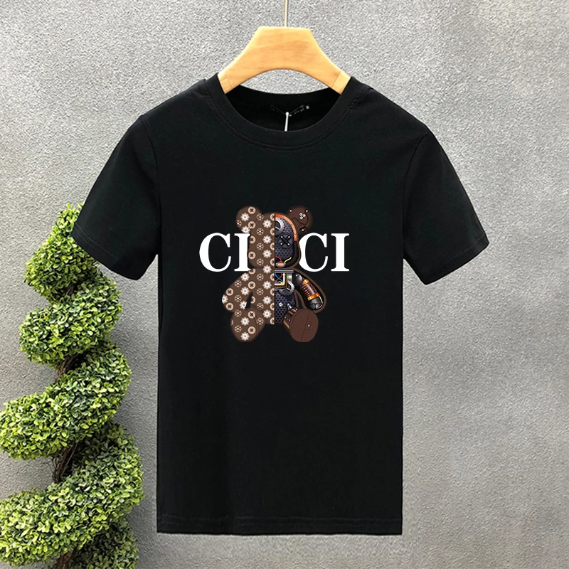 Robot Bear Brand100 % bomull högkvalitativt tryck par t-shirts Summer Haruku för män/kvinnor kortärmad t-shirt asiatisk storlek_voghion.com