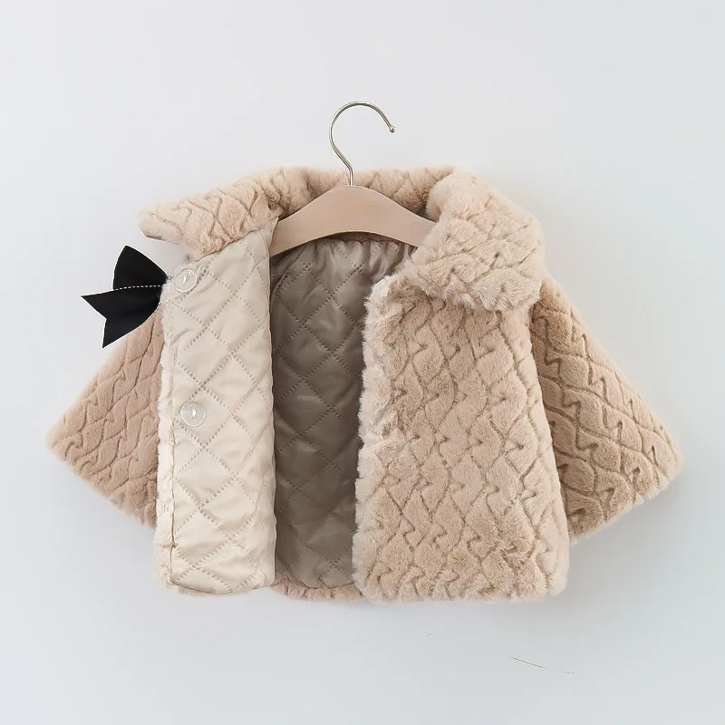 New Winter Jacket For Baby Girl Clothes Plush Baby Outwear Fashion Christmas Princess Cloak Autumn Warm Faux Fur Girls Coat