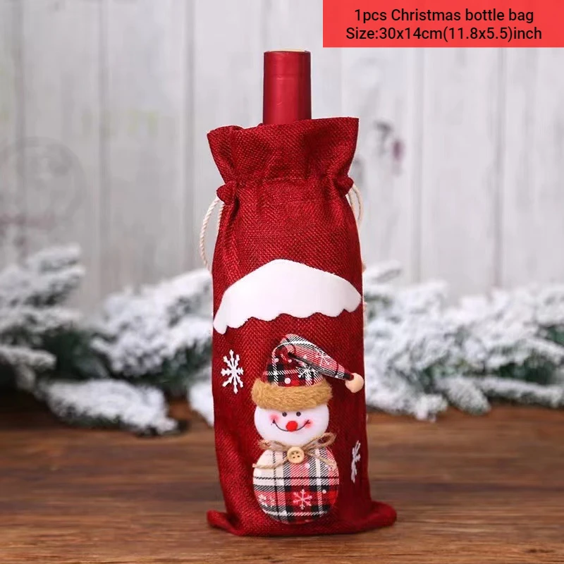thumbnail image 1 of Xmas Wine Bottle Dust Cover Noel Navidad Christmas Decoration for Home Dinner Decor Christmas Gift Tree Ornament New Year 2023, 1 of 5