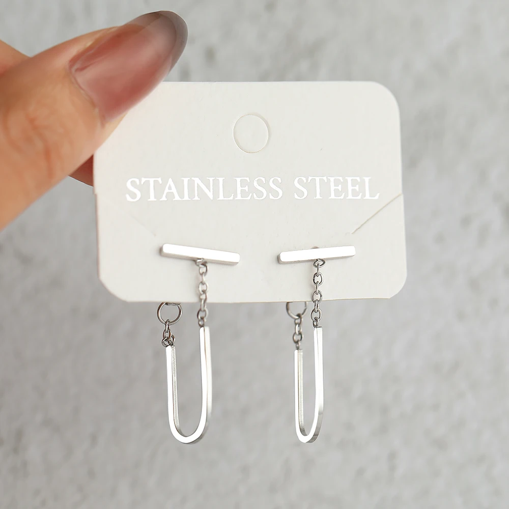 Simple Geometric Stainless Steel Tassel Earrings 4 Simple Geometric Stainless Steel Tassel Earrings 4