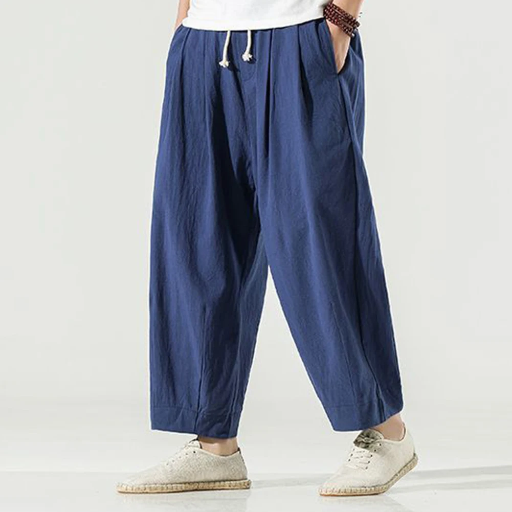 

Fashion Hot Pants Men 1pc Casual Comfortable Elastic Waist For Autumn/Spring Loose Middle Waist Pants Polyester