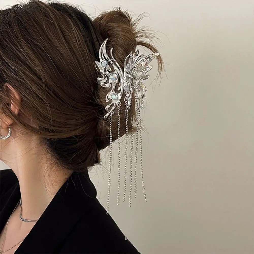 

Металлический зажим для волос в виде бабочки, шпильки для волос, зажим для волос с бриллиантовой кисточкой, аксессуары для волос в Корейском стиле, большой зажим в виде акулы