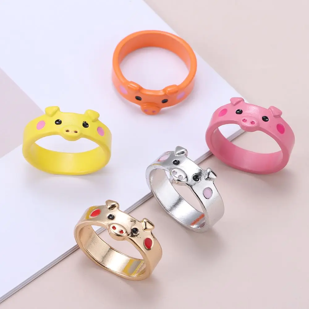 Creative Cute Pig Rings Popular Lucky Piggy Animal Couple Rings Women Man Jewelry Lover's Gifts