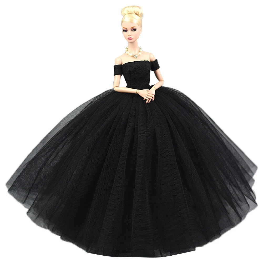 

Новинка, черное свадебное платье NK для куклы Барби, вечернее кружевное платье для принцессы, аксессуары для кукол 1/6, игрушки, 1 шт.