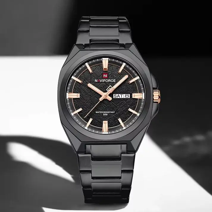 Luxury NAVIFORCE Men's Waterproof Stainless Steel Watch with Luminous Display