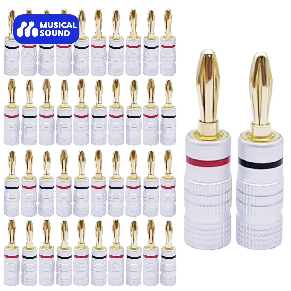 Музыкальный звук 4/8/12/50 шт. Банановый штекер для Hifi динамик кабель 4 мм 24K позолоченный двойной винт блокировки динамика провод разъем