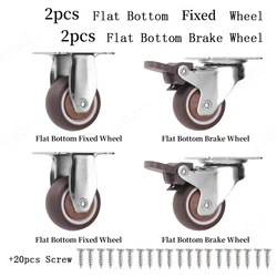 Set of 4 Heavy-Duty Rubber Swivel Casters for Furniture and Cabinets - Quiet and Smooth Rolling (2 Fixed 2 Brake)