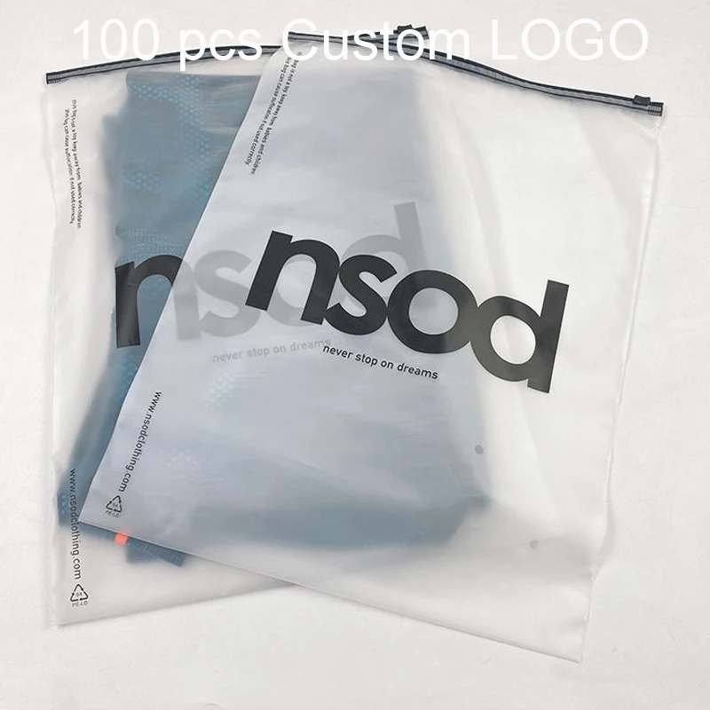 Wholesale Custom Logo Frosted Plastic Bag Clothes Zip Lock Self