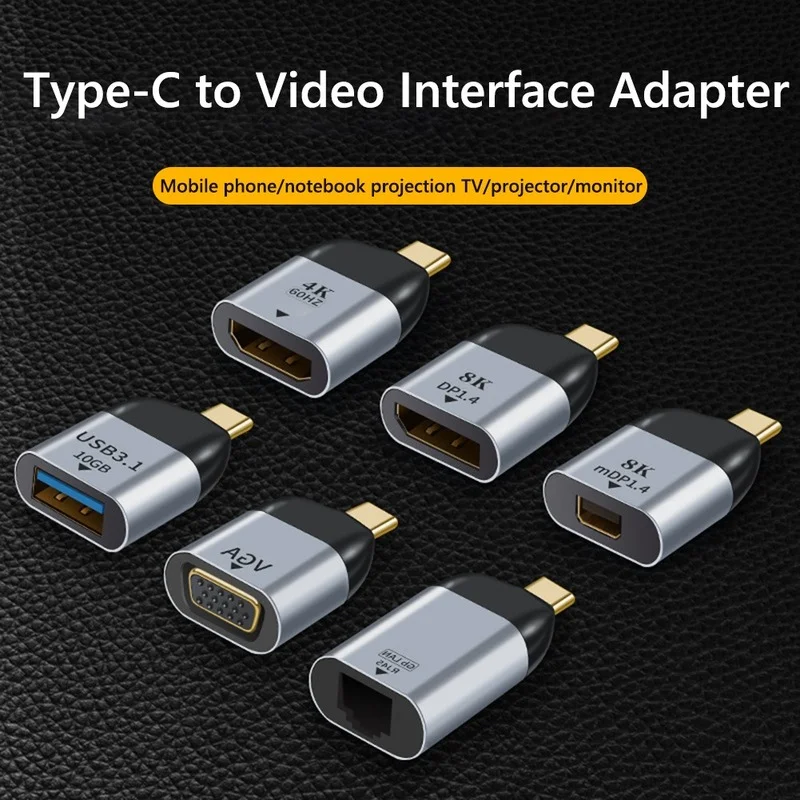 USB Type C Adapter Male to USB HDMI DP VGA Mini DP RJ45 Female 4K 8k 60Hz Vedio Transfer for Laptop Phone Macbook Pro usb to type c adapter type c adapter