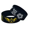 25 Pcs Black Veil Brides Silicone Bracelet with Angel Wings Music Concert Bangle 1 Inch Wide Wristband 1