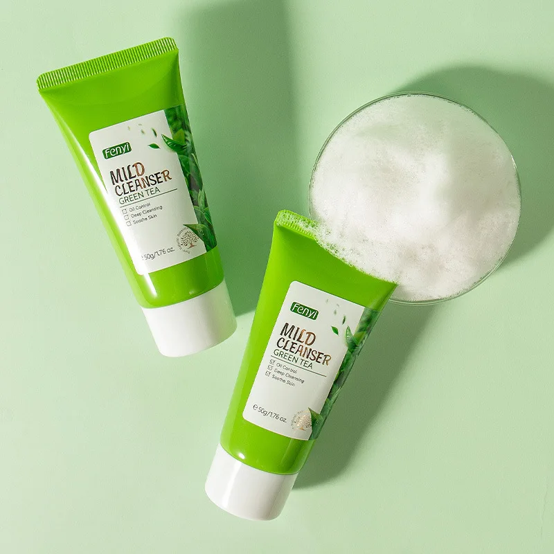 Green Tea Facial Cleanser Skin Deep Cleansing Moisturizing Blackhead Removal Skincare Face Wash Foam Face Cleanser Skin Care 50g 4
