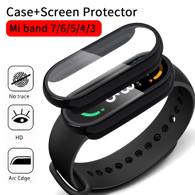 2in1 Case Screen Protector For Xiaomi Mi Band 7 6 5 4 3 Case+film Full