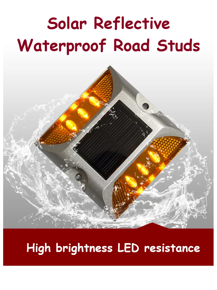 BR-F03 Solar Double-sided Reflective Spike LED Cast Aluminum Barricade Flashing Light Waterproof Warning Light Bright Durable