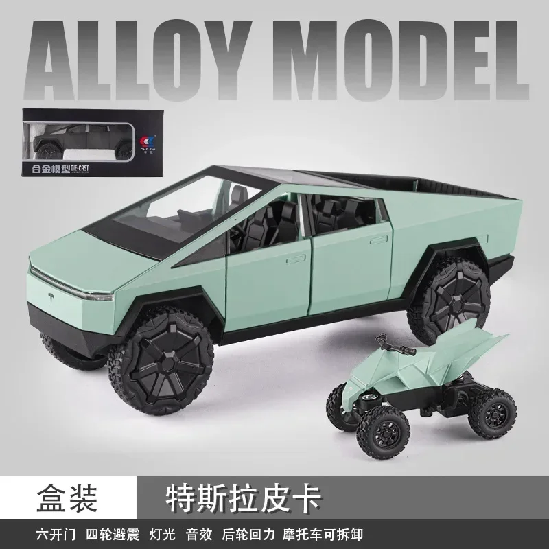 1:24 Tesla Cybertruck Pickup Alloy Car Model Diecasts Metal Toy Off-road Vehicles Truck Model Sound and Light Kids Gifts C107 6
