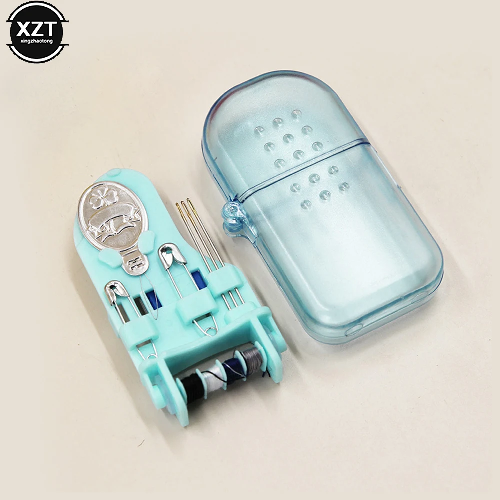 Description Picture 2 of item1Set Mini Portable Travel Sewing Kit Home Sewing Thread Needle Embroidery Stitching Thimble Storage Box Handwork Tool DIY Craft