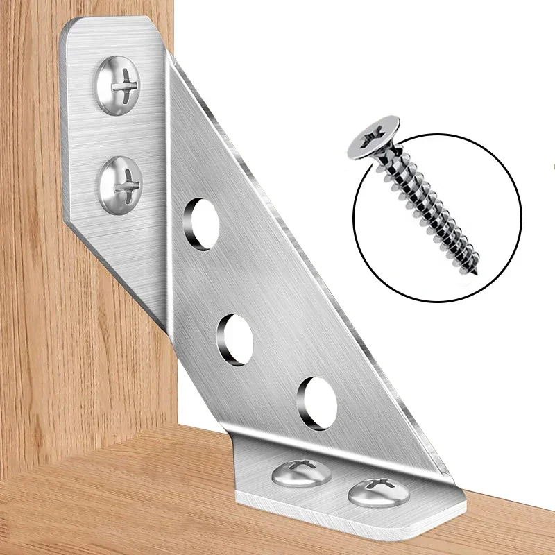 30/1set Corner Brackets Stainless Steel Furniture Angle Shelf Connector with Screws Cabinet Support Fixing Frame Corners Brace