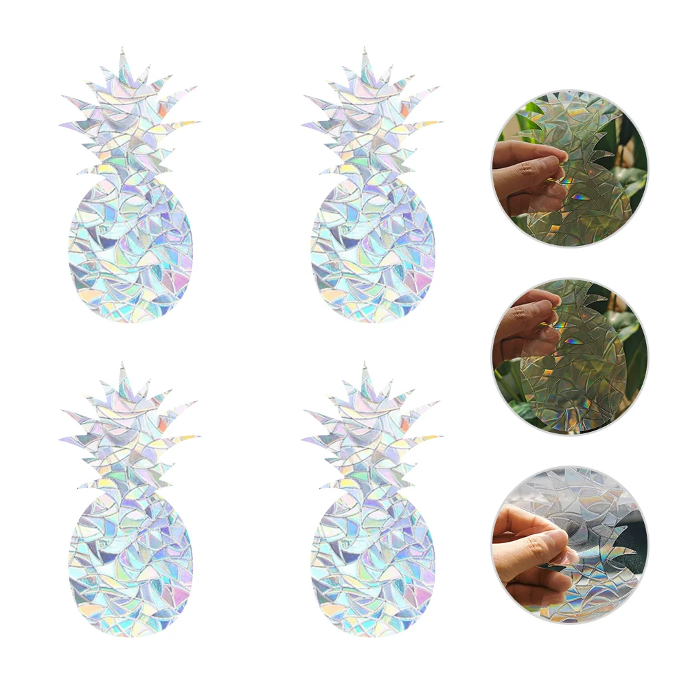 4 Sheets Unique Window Decals Pineapple Window Stickers Refraction