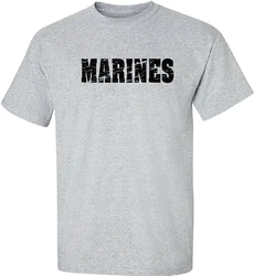 Vintage Military Green Marines Logo T - Shirt - Oversized Graphic Tee, Unisex Sizes S - 5XL - XXXL (GRAY)