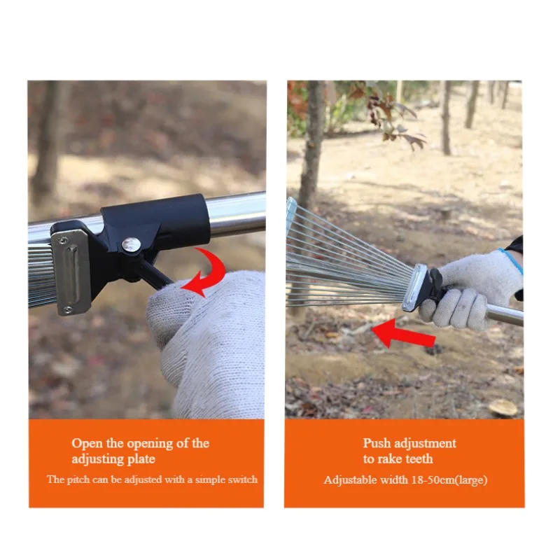 Leaf Rake Stainless Steel Retractable, Used for Dry Leaves, Garden Finishing, Branch Cleaning, Garden, Garden Tools, Lawn Tools 4