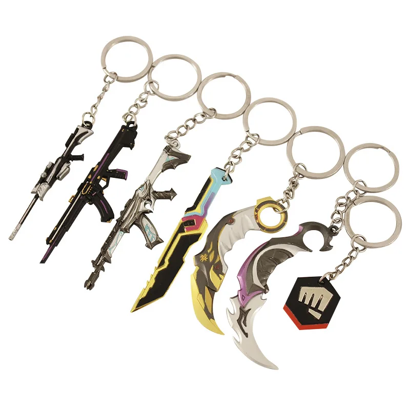 

7pcs/set Valorant Melee Reaver Keychain for Men Prime Vandal Model Metal Key Ring Game Peripheral Fans Collection Jewelry Gift