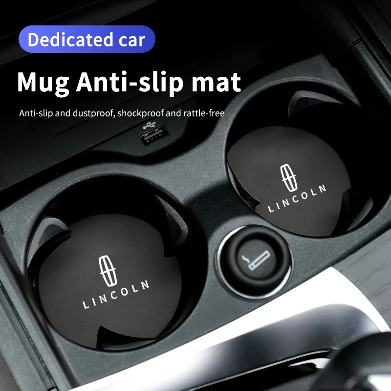 Car Coasters Water Cup Holder Pad Non-slip Cup Slot Mats For Lincoln MKZ MKX Aviator Navigator Continental Corsair MKC MKT Nauti
