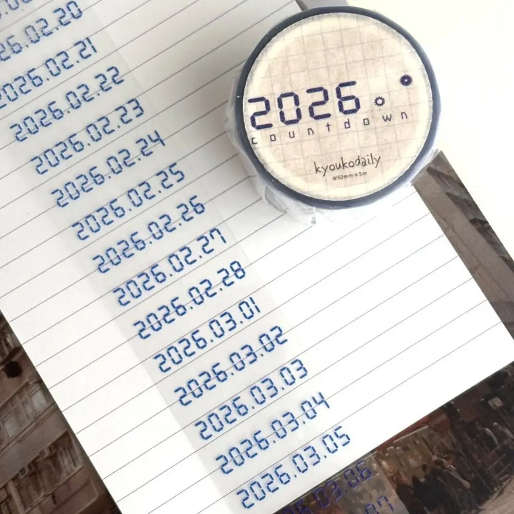 창의적인 반복되지 않는 2026 날짜 스티커 접착 테이프 2026 날짜 전자 날짜 테이프 스티커 날짜 와시 테이프 플래너