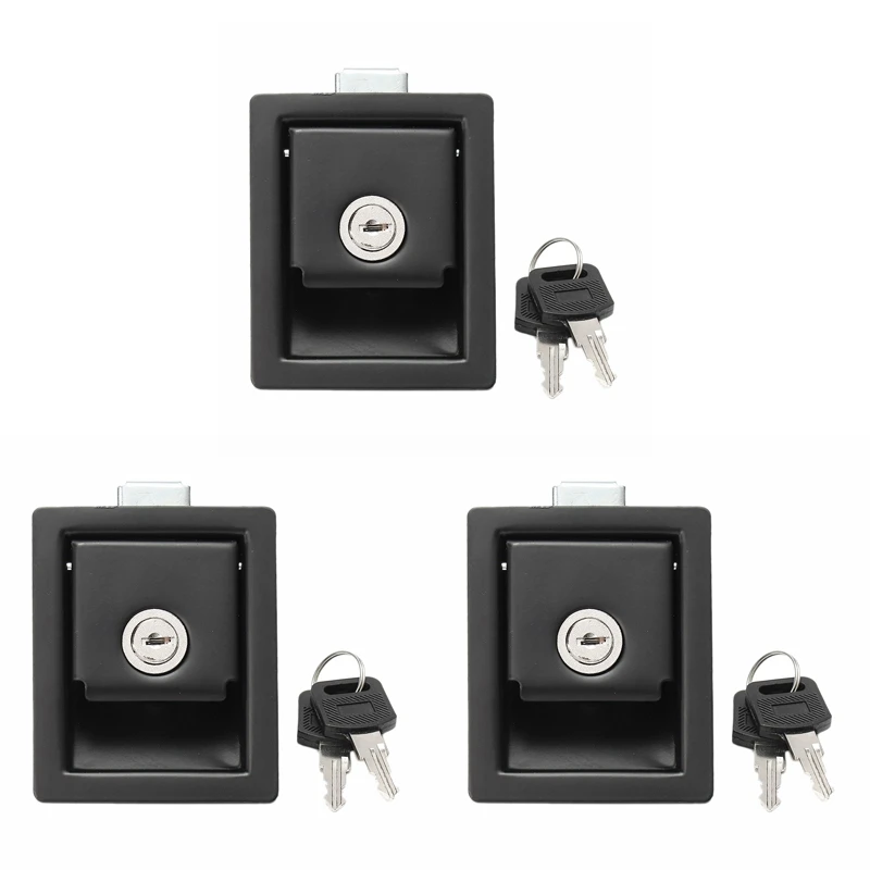 

3X Rv Car Paddle Entry Door Lock Latch Handle Knob Camper-Trailer Pull Type Panel Door Lock