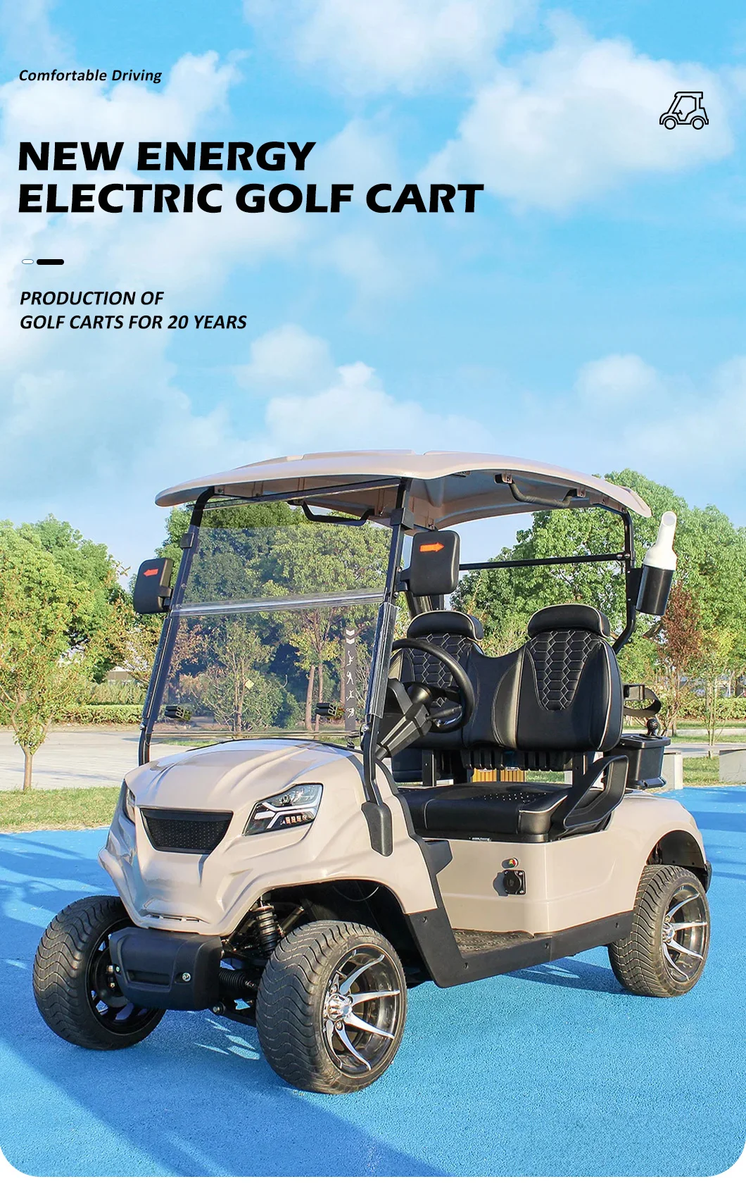 Description Picture 2 of itemGolf Cart, 48V Lithium Battery Two-seater, Large Screen Control Multifunctional Sightseeing Bus for Golf Cart on Golf Course